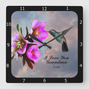 HUMMINGBIRD-GRANDMA QUADRATISCHE WANDUHR