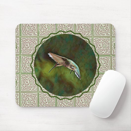 Hummingbird Green Art Mouse Pad Mousepad (Mit Mouse)