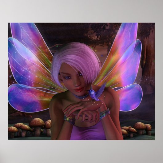 Hummingbird Guardian Fairy Fantasy Art Poster (Vorne)