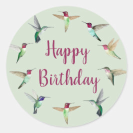 Hummingbird Happy Birthday Classic Round Sticker