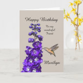 Hummingbird Happy Birthday Friend, Marilyn Karte (Gelbe Blume)