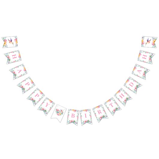 Hummingbird Happy Birthday Girl Bunting Banner (Alle)