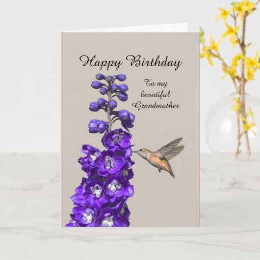 Hummingbird Happy Birthday Großmutter Karte (Gelbe Blume)