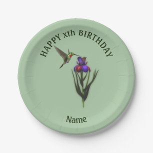 Hummingbird Happy Birthday Personalisiert  Pappteller