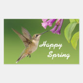 Hummingbird Happy Spring Rechteckiger Aufkleber (Vorderseite)