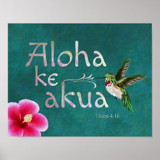 Hummingbird Hawaiian Bible Verse Poster (Vorne)