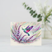 Hummingbird Hawk-Moth mit Schnitte in Ölgemälden Postkarte (Stehend Vorderseite)