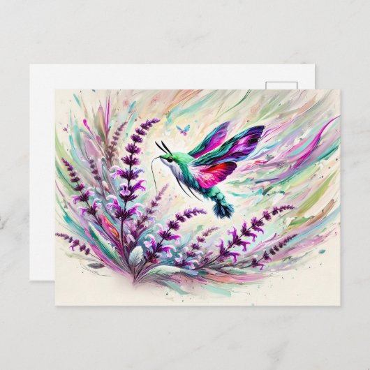 Hummingbird Hawk-Moth mit Schnitte in Ölgemälden Postkarte (Vorne/Hinten)