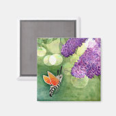 Hummingbird Hawk Moth und Lilacs Magnet (Vorderseite/Rückseite)