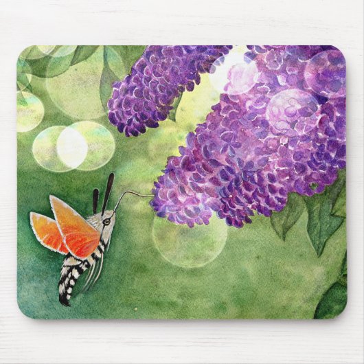 Hummingbird Hawk Moth und Lilacs Mousepad (Vorne)