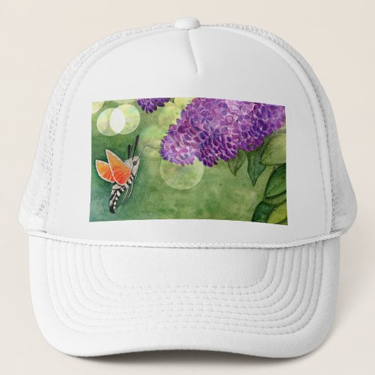 Hummingbird Hawk Moth und Lilacs Truckerkappe (Vorderseite)