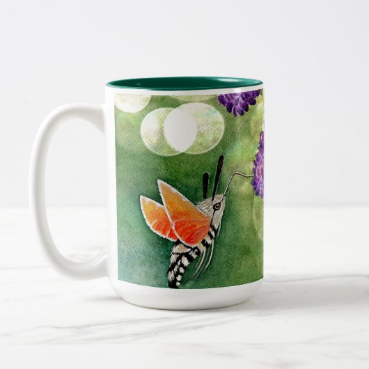Hummingbird Hawk Moth und Lilacs Zweifarbige Tasse (Links)