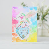 Hummingbird, Heart and Rainbows Dankeschön Karte (Stehend Vorderseite)