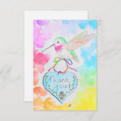 Hummingbird, Heart and Rainbows Dankeschön Karte (Vorne/Hinten)