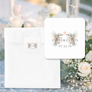 Hummingbird Herz Hochzeit nach Maß Quadratischer Aufkleber