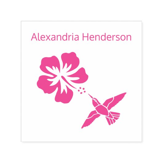 Hummingbird Hibisken Name Monogram Permastempel (Design)