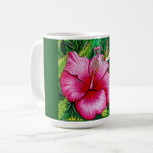Hummingbird Hibiskus Aquarellbilder Kaffeetasse (Vorderseite Links)