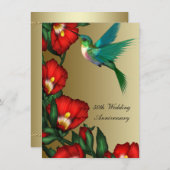 Hummingbird Hibiskus Gold 50 Jahre Hochzeit Einladung (Vorne/Hinten)