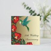 Hummingbird Hibiskus Gold 50 Jahre Hochzeit Einladung (Stehend Vorderseite)