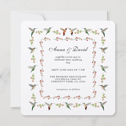 Hummingbird Hochzeitseinladung (Vorderseite)