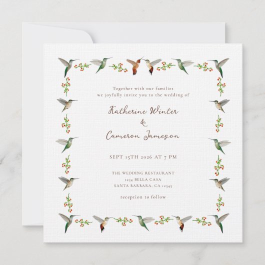 Hummingbird-Hochzeitseinladung (Vorderseite)