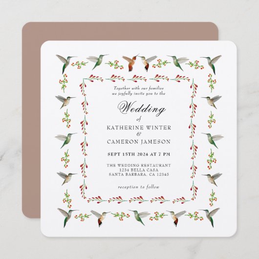 Hummingbird Hochzeitseinladung (Vorne/Hinten)