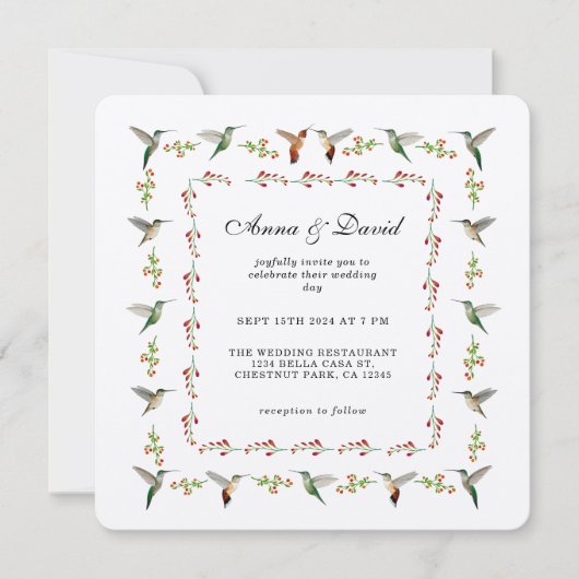 Hummingbird Hochzeitseinladung (Vorderseite)