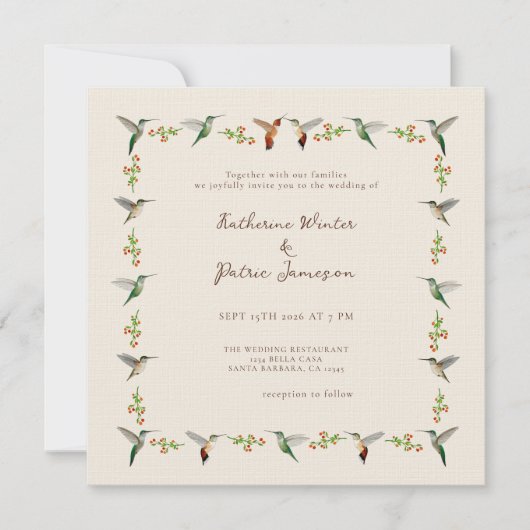 Hummingbird-Hochzeitseinladung (Vorderseite)