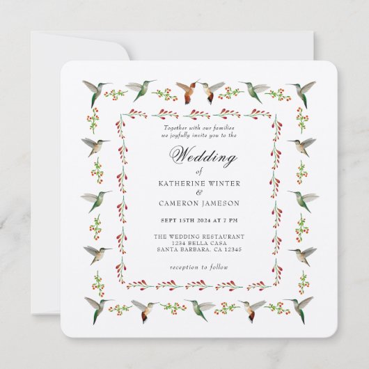 Hummingbird Hochzeitseinladung (Vorderseite)