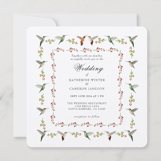 Hummingbird Hochzeitseinladung (Vorderseite)