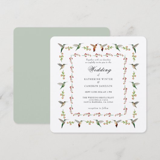 Hummingbird Hochzeitseinladung (Vorne/Hinten)