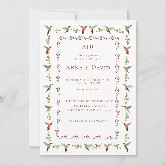Hummingbird Hochzeitseinladung Ankündigung (Vorderseite)