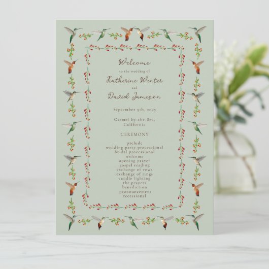 Hummingbird-Hochzeitsprogramm (Stehend Vorderseite)
