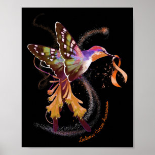 Hummingbird Hold Orange Ribbon Leukämie Bewusstsei Poster