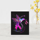 Hummingbird Hold Pink Ribbon Brustkrebs Awarene Karte (Gelbe Blume)