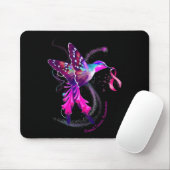 Hummingbird Hold Pink Ribbon Brustkrebs Awarene Mousepad (Mit Mouse)