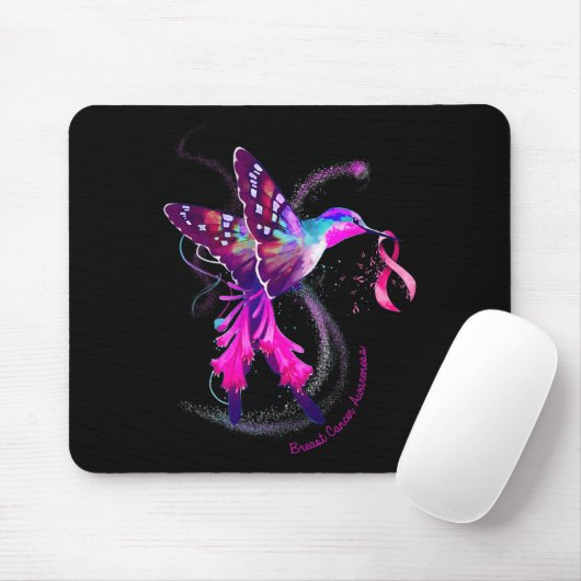 Hummingbird Hold Pink Ribbon Brustkrebs Awarene Mousepad (Mit Mouse)