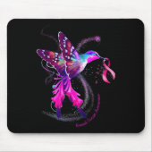Hummingbird Hold Pink Ribbon Brustkrebs Awarene Mousepad (Vorne)