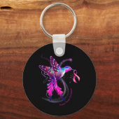 Hummingbird Hold Pink Ribbon Brustkrebs Awarene Schlüsselanhänger (Vorderseite)