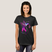 Hummingbird Hold Pink Ribbon Brustkrebs Awarene T-Shirt (Vorne ganz)