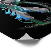 Hummingbird Holding Gray Blue Ribbon T1d Diabetes Poster (Ecke)