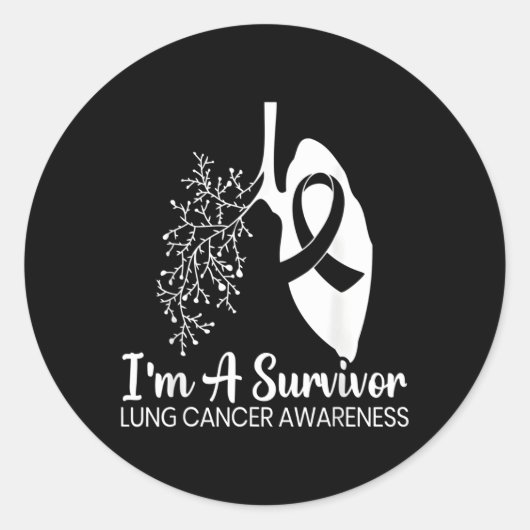 Hummingbird Holding White Ribbon Lung Cancer Aware Runder Aufkleber (Vorderseite)