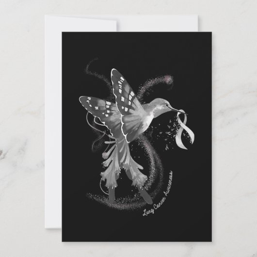 Hummingbird Holding White Ribbon Lung Cancer Aware Save The Date (Vorderseite)