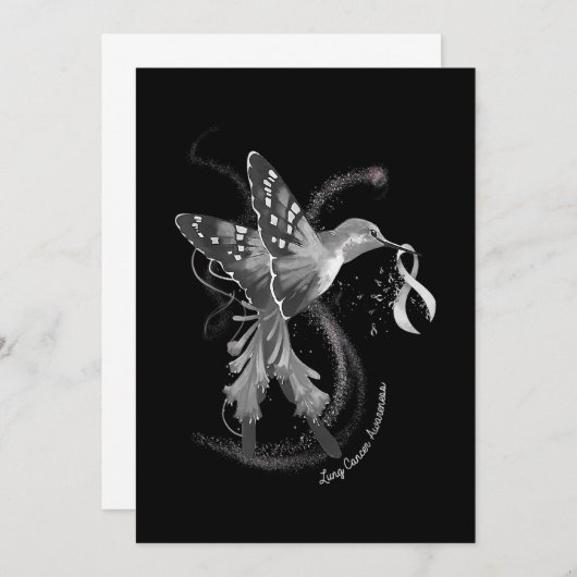 Hummingbird Holding White Ribbon Lung Cancer Aware Save The Date (Vorne/Hinten)