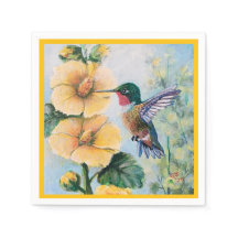 Hummingbird & Hollyhocks Paper & Cloud Napkins
