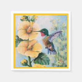 Hummingbird & Hollyhocks Paper & Cloud Napkins Serviette