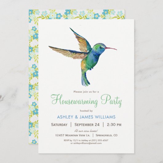 Hummingbird Housewarming Party Einladung (Vorne/Hinten)