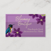 Hummingbird Hübsch Lila Clematis Boutique Visitenkarte (Vorderseite)