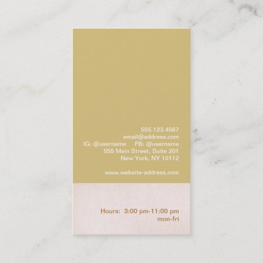 Hummingbird Hübsch Pink Buds Branch Makeup Artist Visitenkarte (Rückseite)