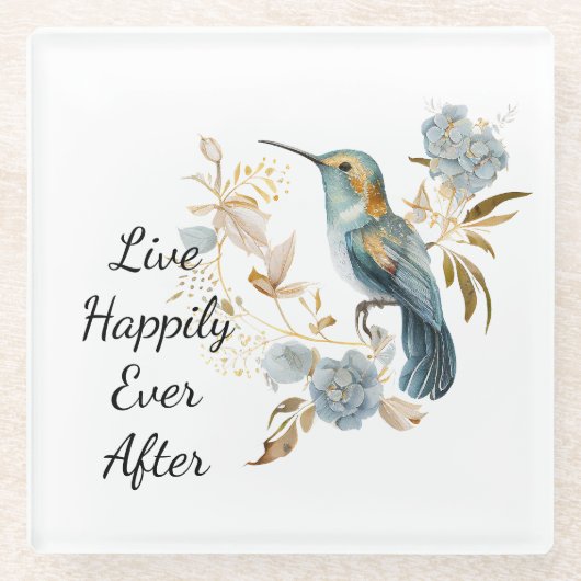 Hummingbird Hydrangea Blume Glasuntersetzer (Vorderseite)